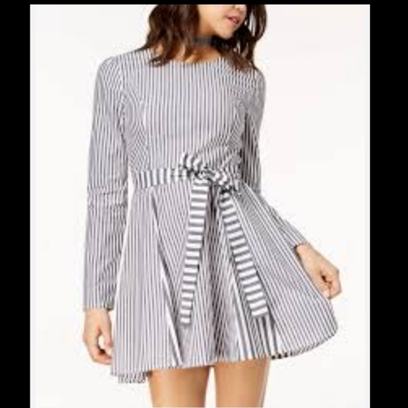 Girls Gray and White Stripe Skater Dress size MEDIUM by Love, Fire - Picture 1 of 10